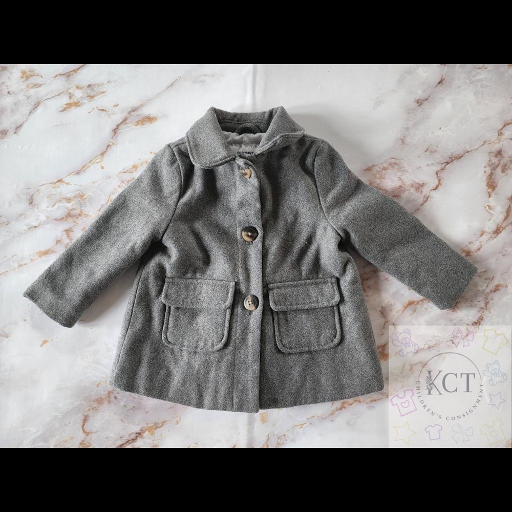 2t toddler girl Old Navy gray peacoat